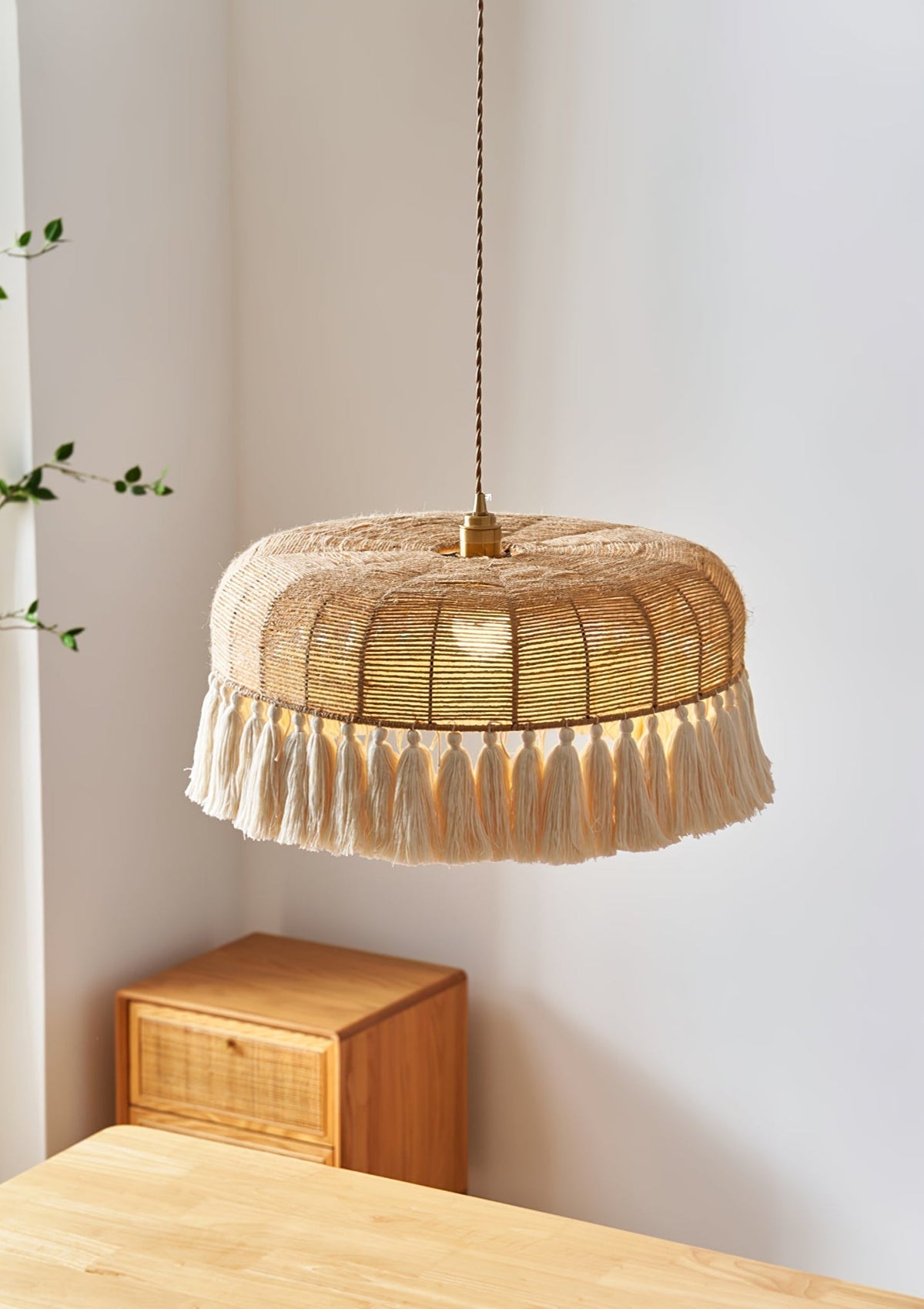 Boho Handgewebte Jute-Pendelleuchte