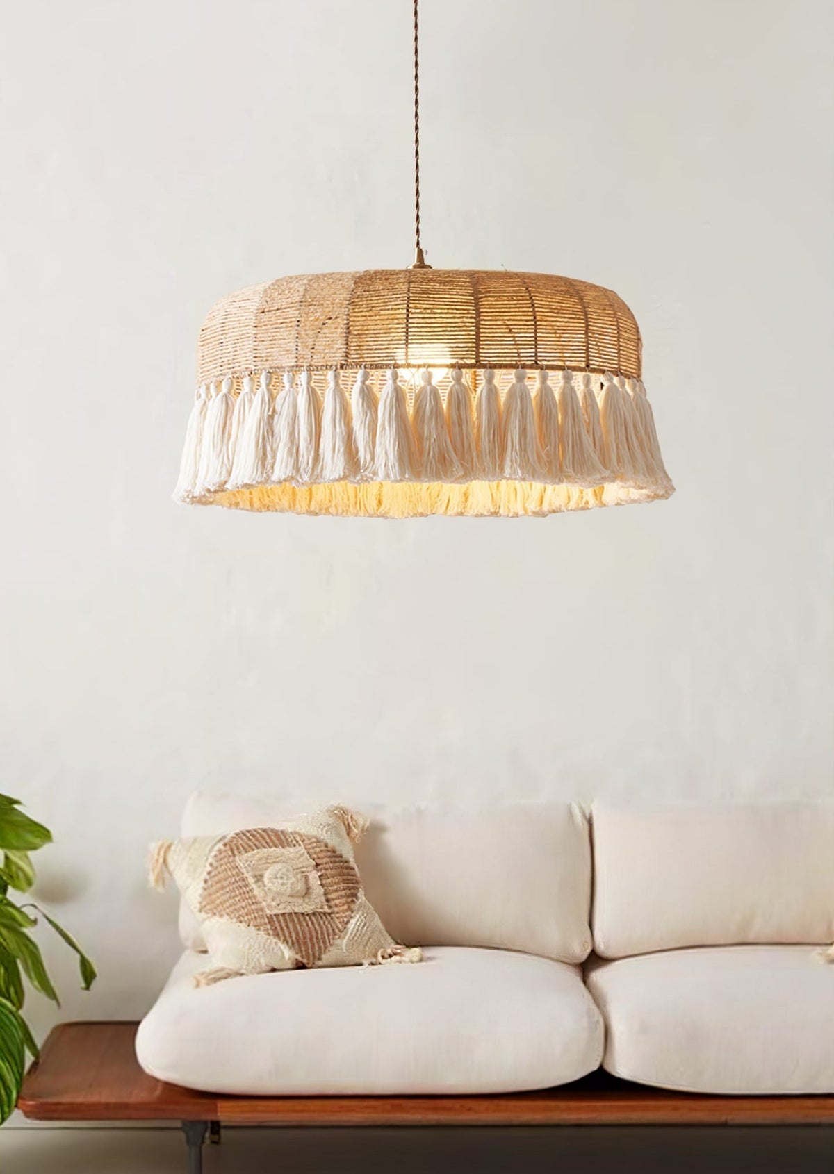 Boho Handgewebte Jute-Pendelleuchte