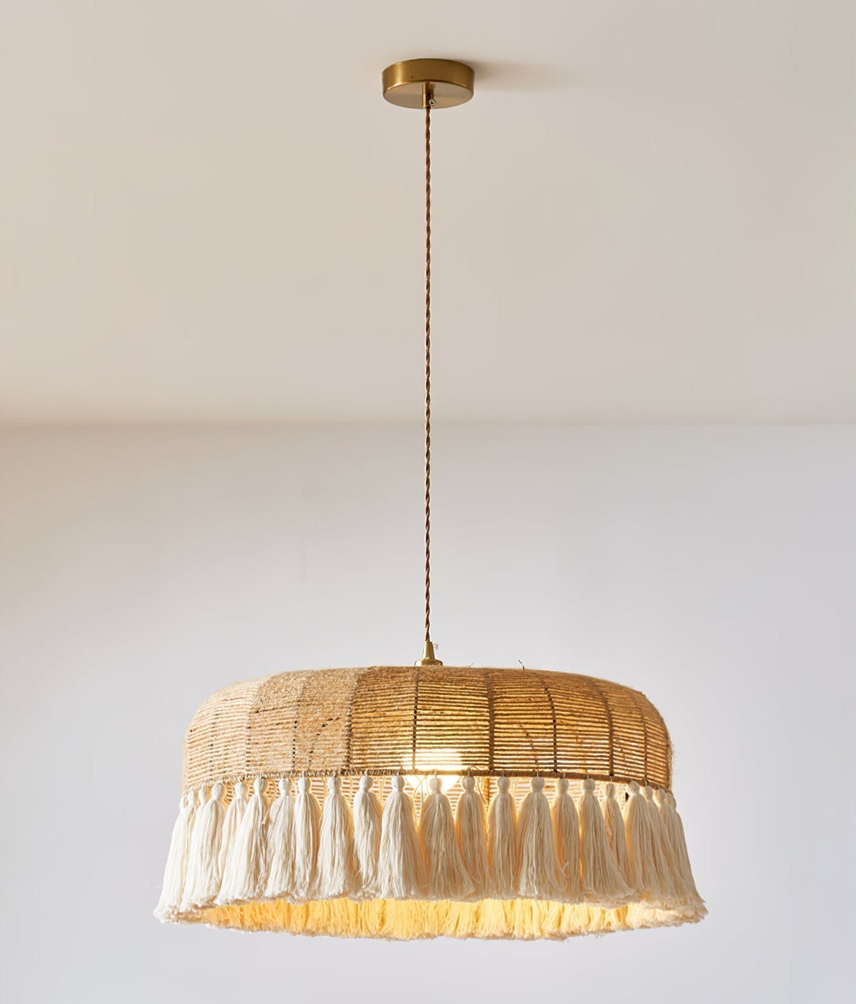 Boho Handgewebte Jute-Pendelleuchte