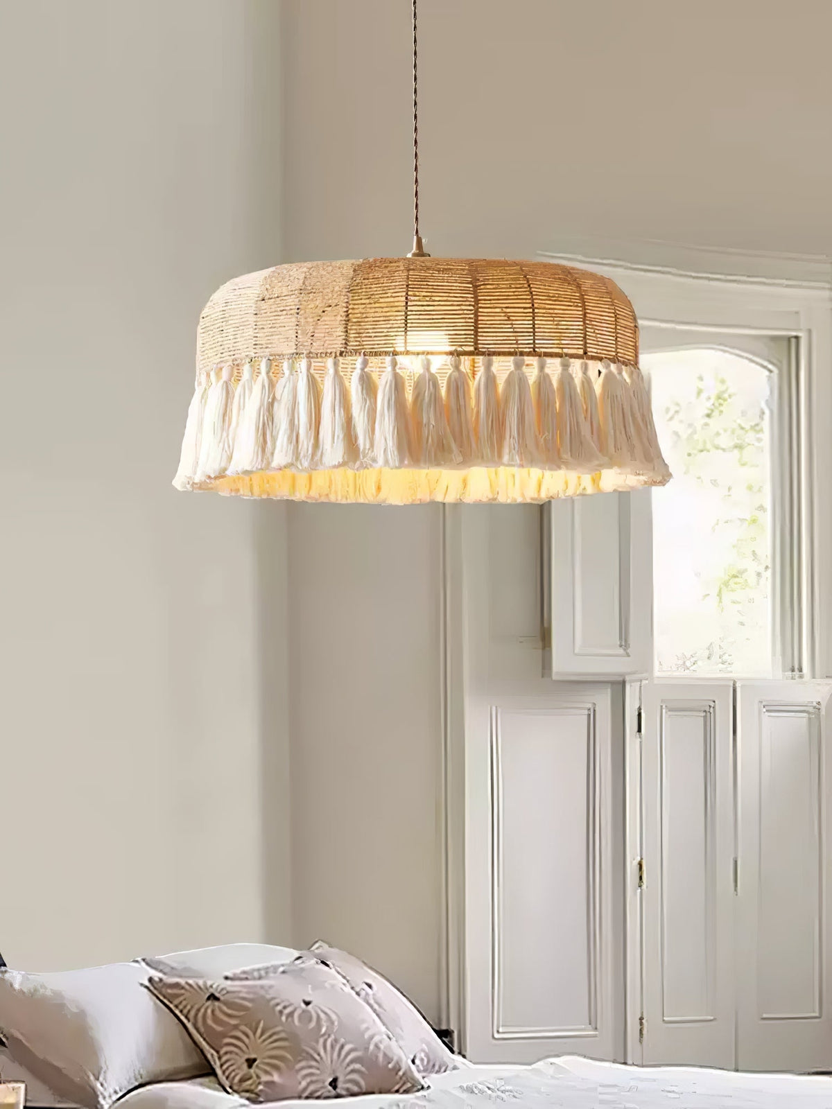Boho Handgewebte Jute-Pendelleuchte