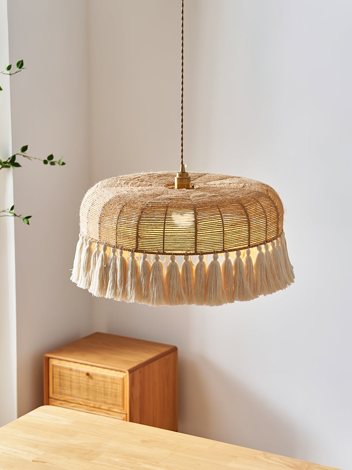 Boho Handgewebte Jute-Pendelleuchte