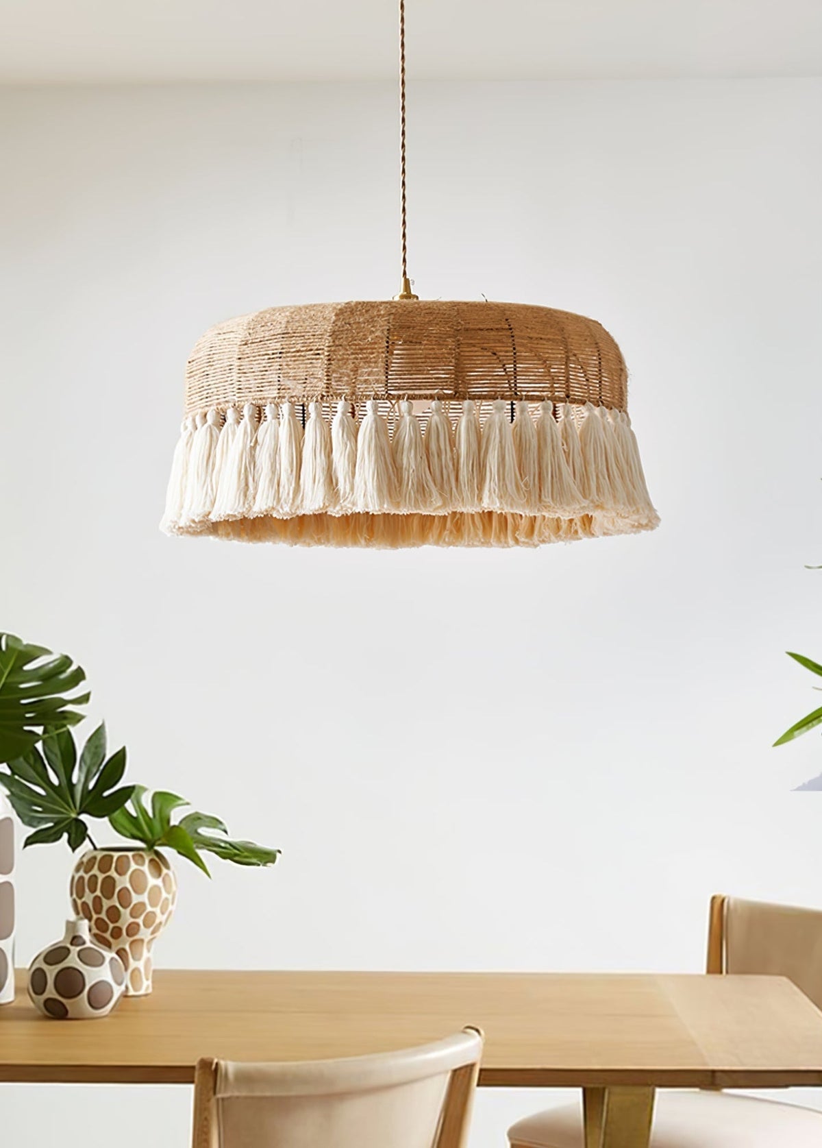 Boho Handgewebte Jute-Pendelleuchte