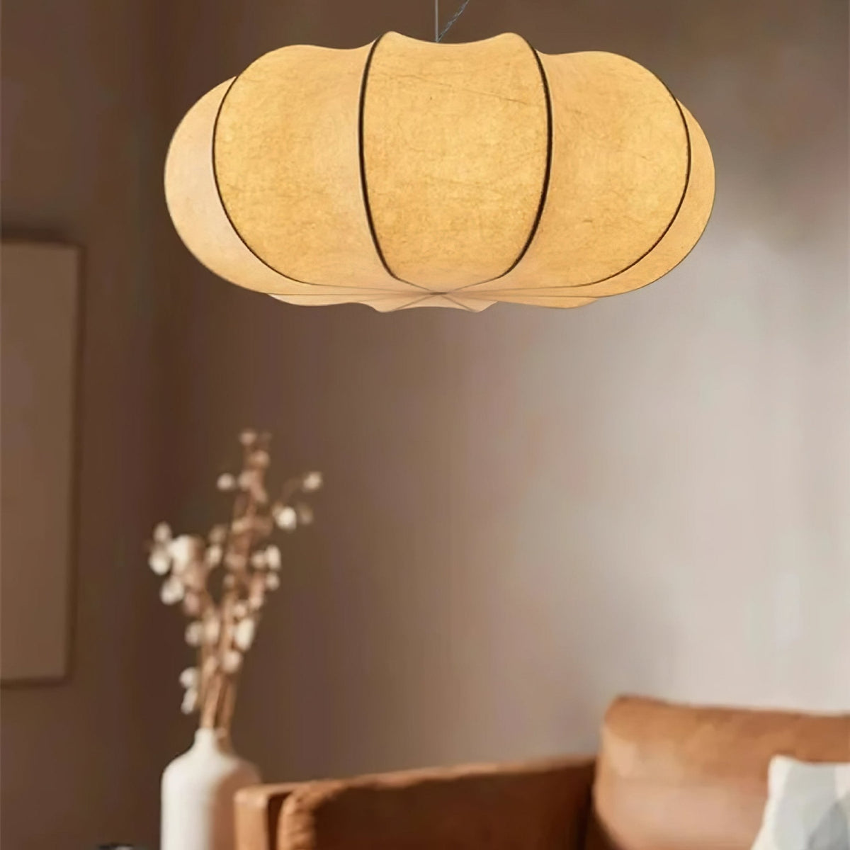Bovena Pendelleuchte aus Seide im traditionellen Stil