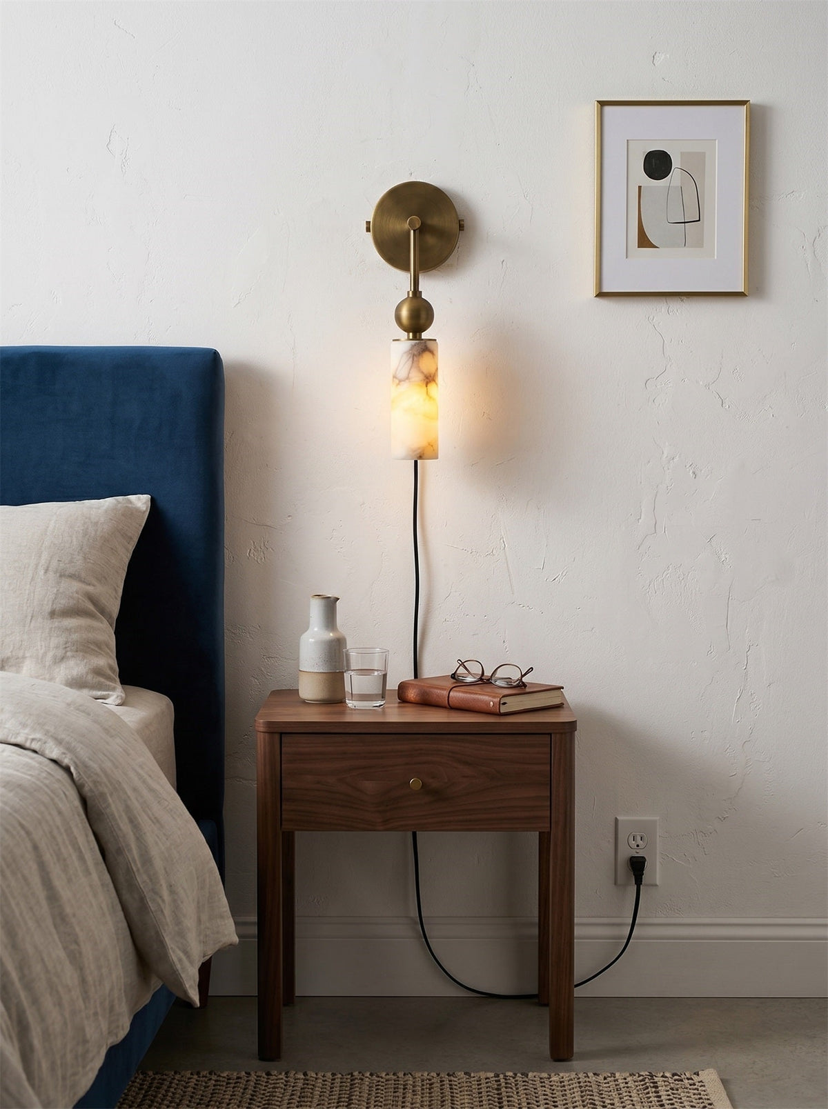Eiraina Alabaster Wandleuchte mit Stecker