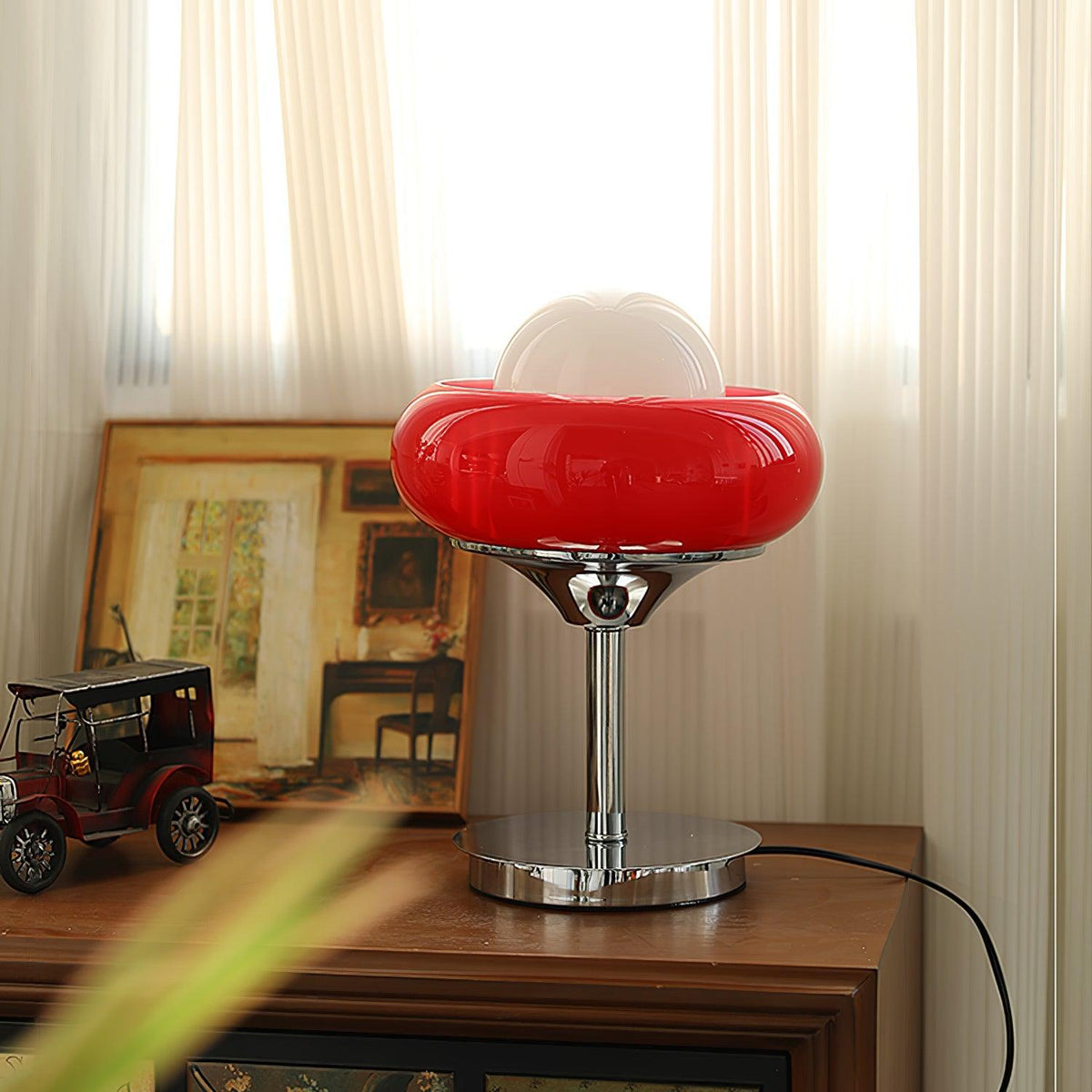 Solise Tischleuchte aus Glas im Retro-Vintage-Stil