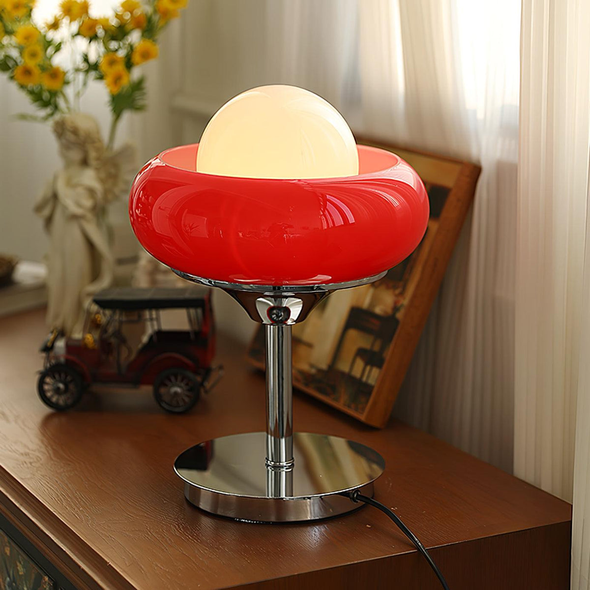 Solise Tischleuchte aus Glas im Retro-Vintage-Stil
