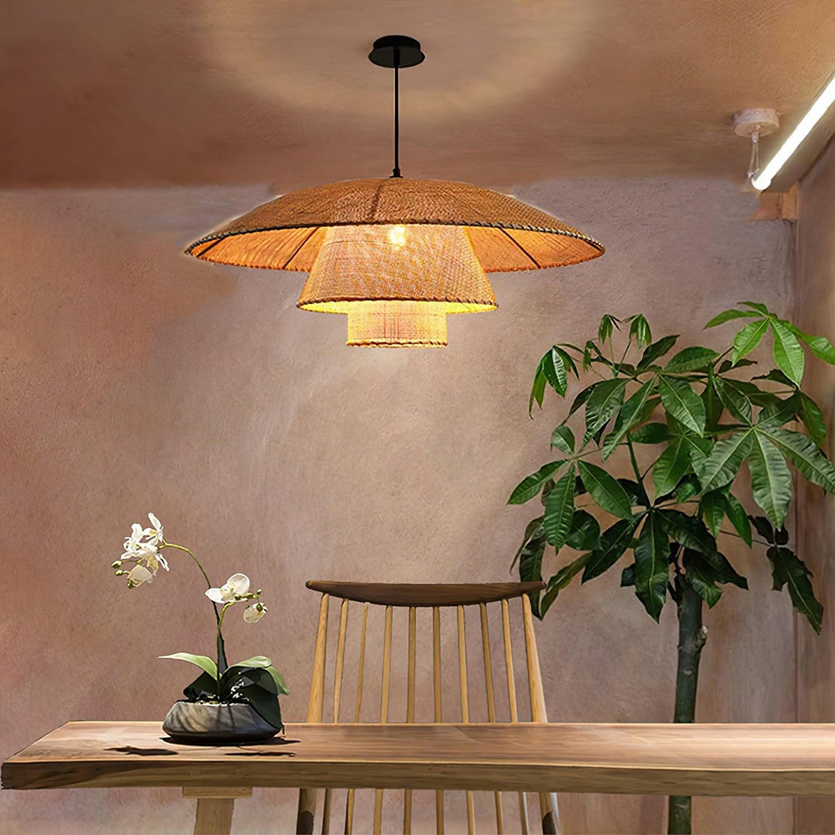 Arixu Rattan Vintage Pendelleuchte