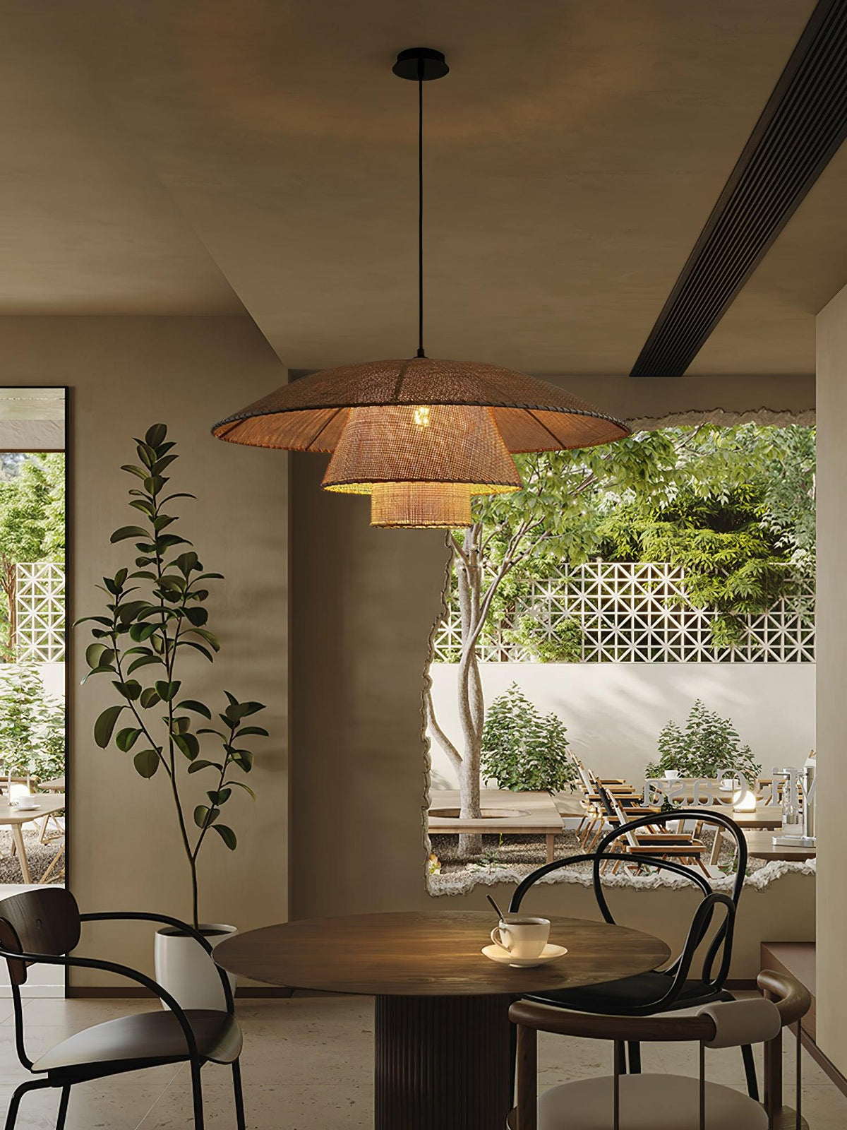 Arixu Rattan Vintage Pendelleuchte