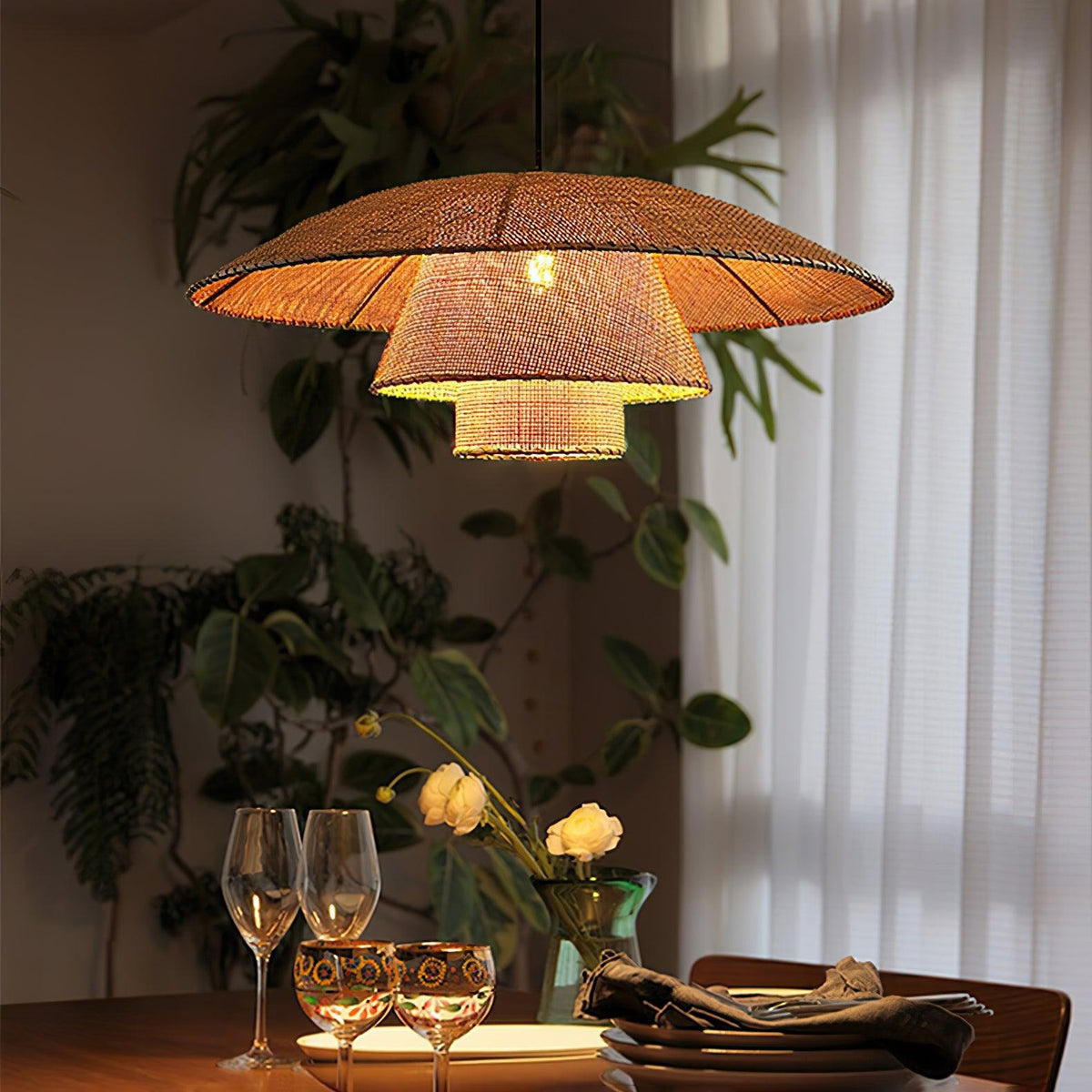 Arixu Rattan Vintage Pendelleuchte