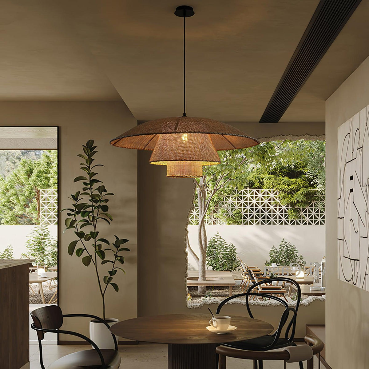 Arixu Rattan Vintage Pendelleuchte