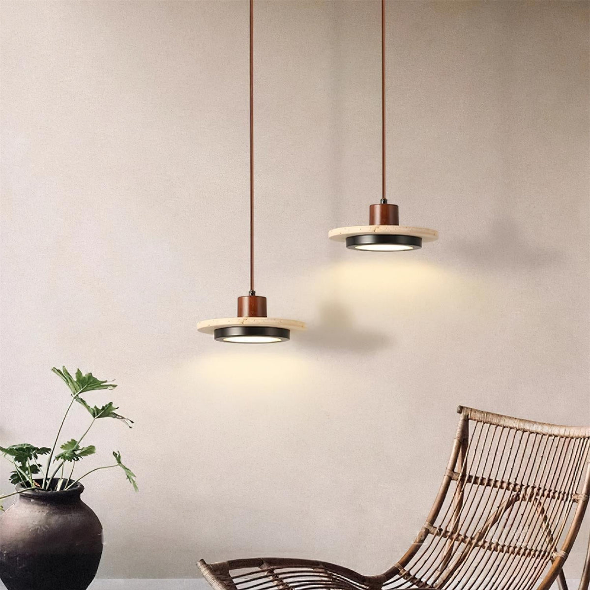 Valen Travertin-Pendelleuchte mit LED