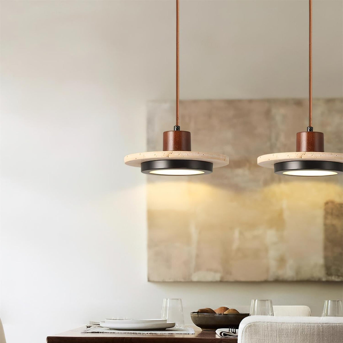 Valen Travertin-Pendelleuchte mit LED