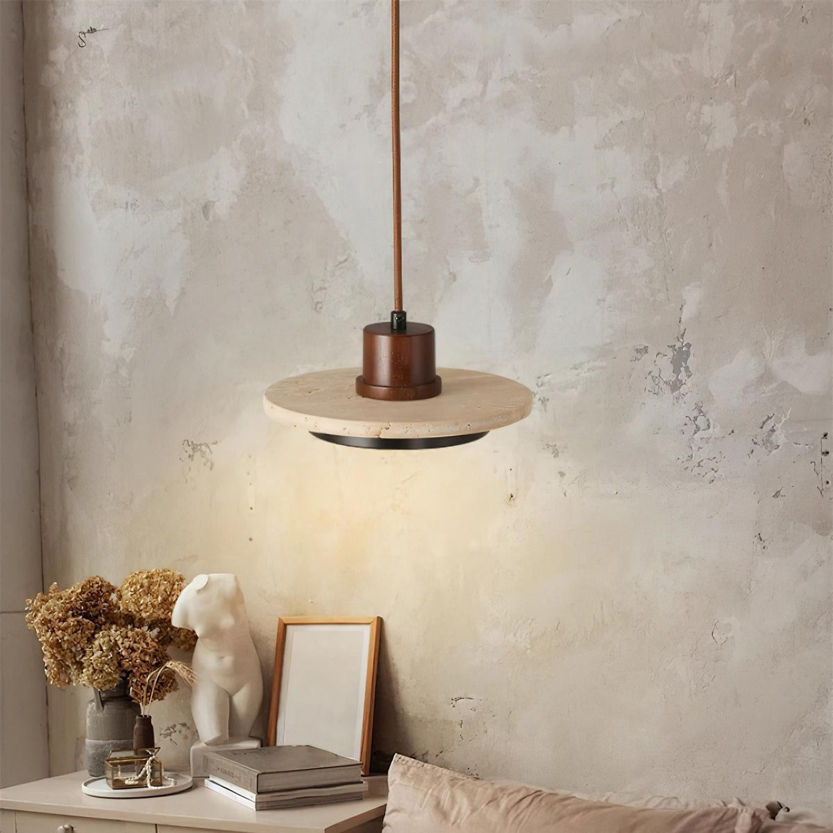 Valen Travertin-Pendelleuchte mit LED