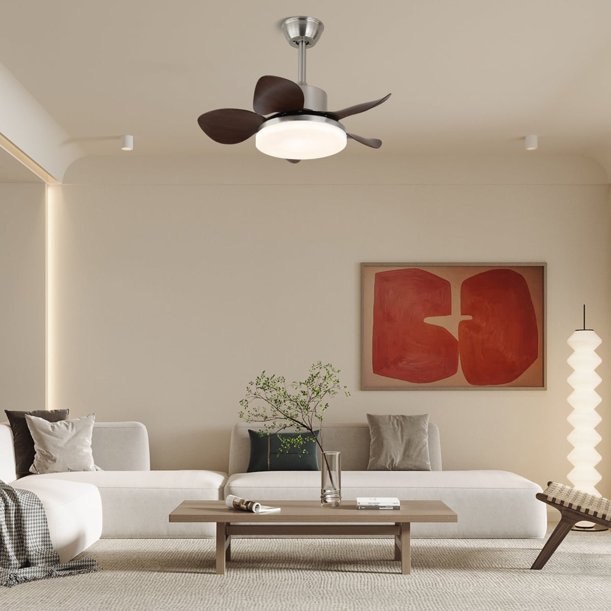 Rinelel Deckenventilator mit Beleuchtung aus Holz-Holz