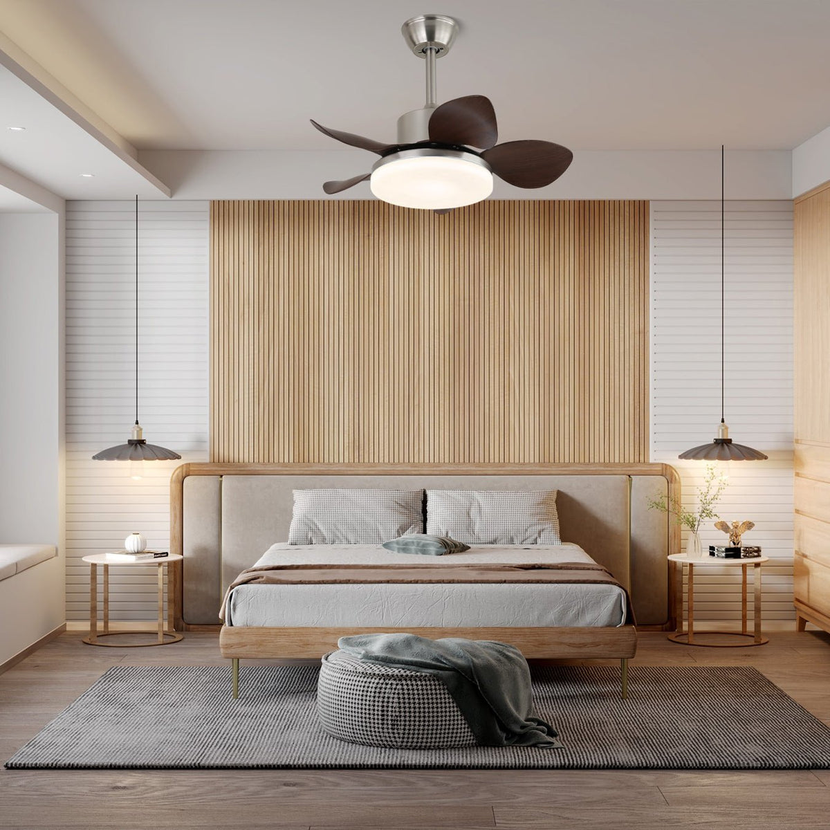 Rinelel Deckenventilator mit Beleuchtung aus Holz-Holz