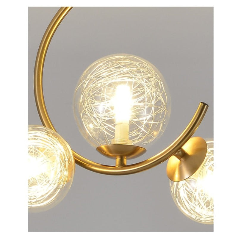 Valentina Moderne LED Deckenleuchte Esszimmer/Arbeitszimmer Gold Glas