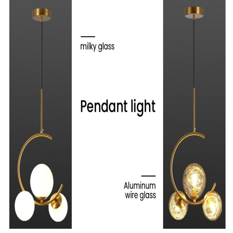 Valentina Moderne LED Deckenleuchte Esszimmer/Arbeitszimmer Gold Glas