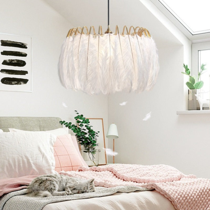 O'Moore Modern LED Pendelleuchte Schwarz/Weiß Wohnzimmer Metall/Feder