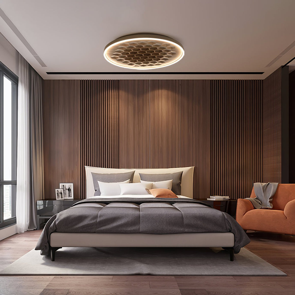 Cevynira Texturierte Bronze flache Deckenleuchte