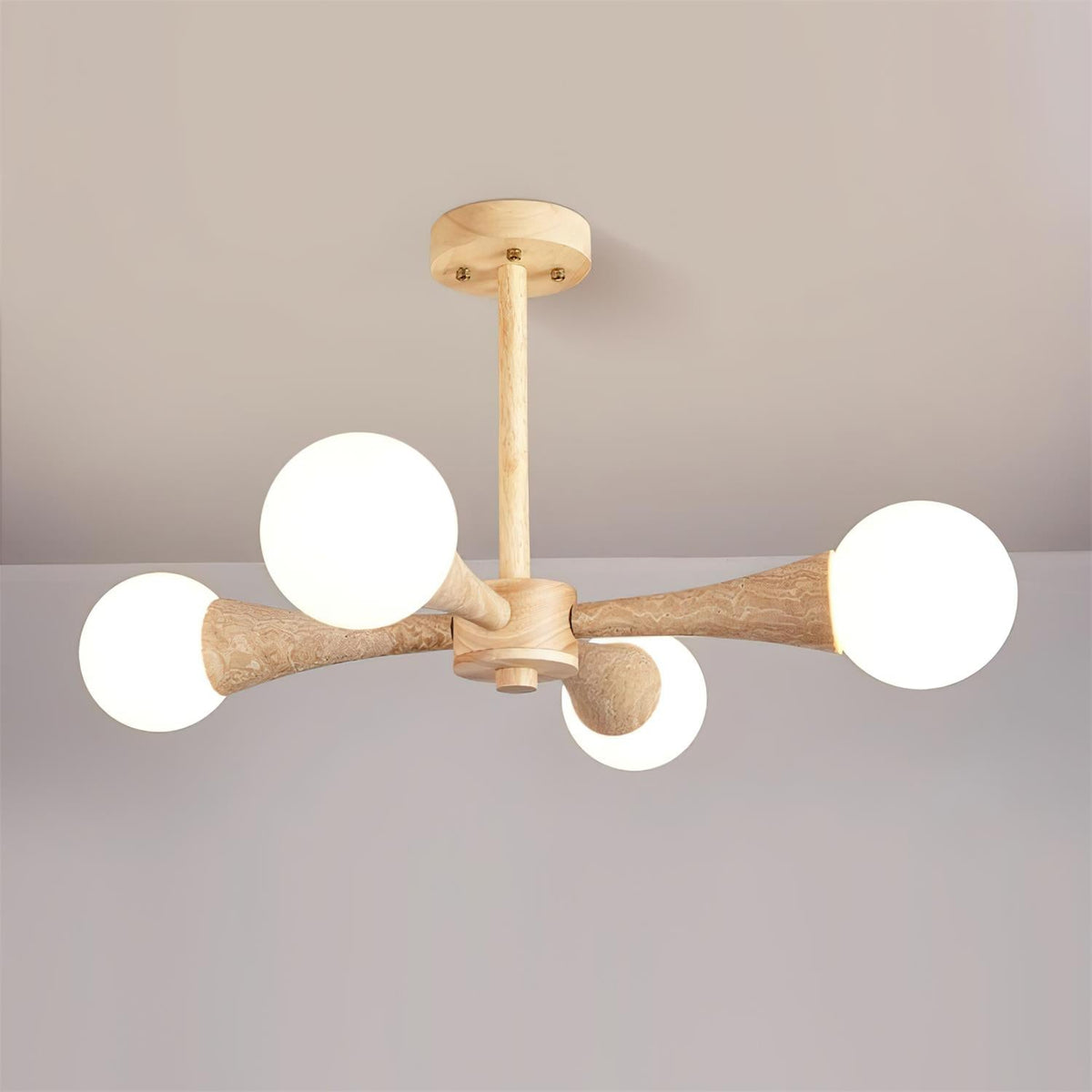 Tavenina flache Deckenleuchte Holz Travertin