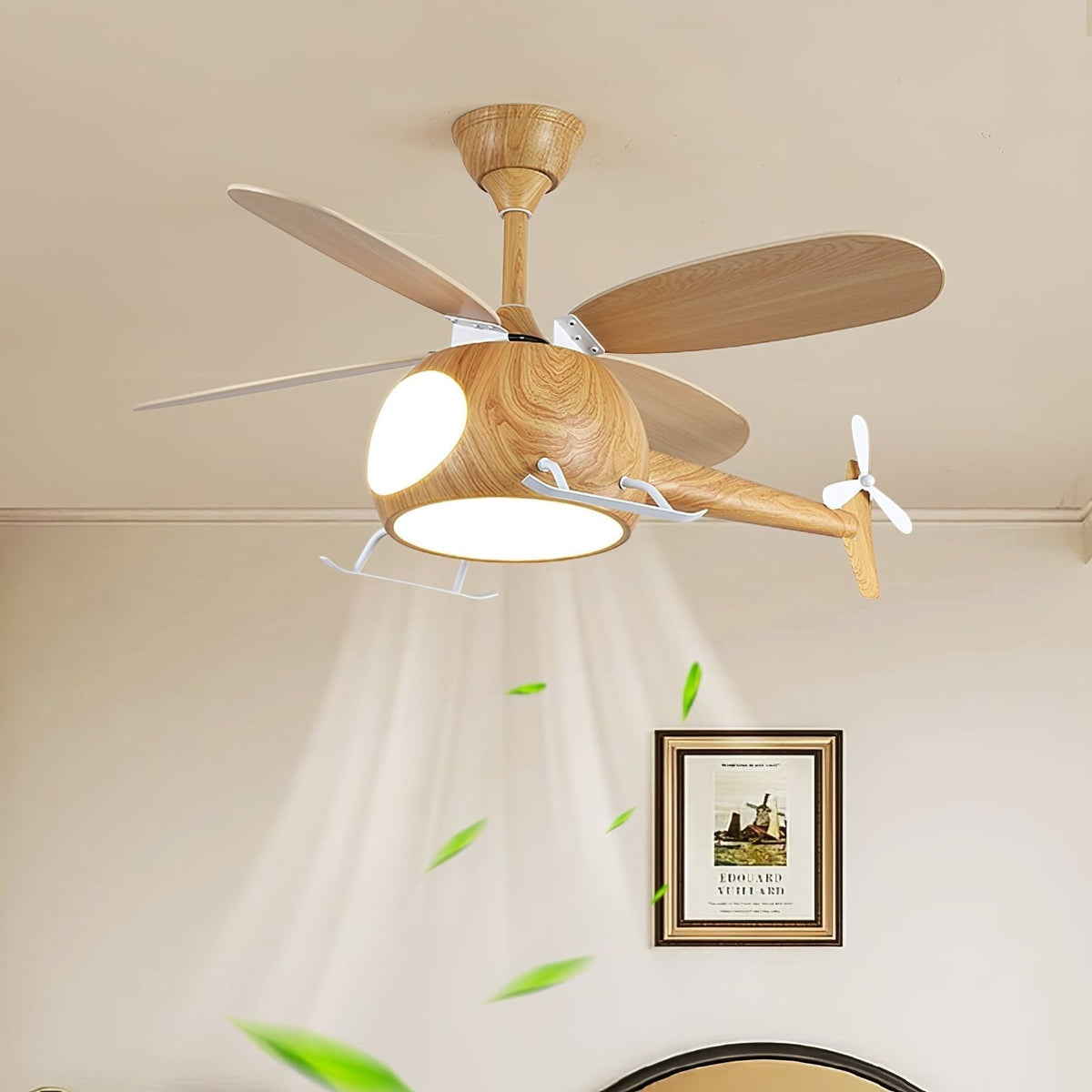 Aviara Moderner Holzbreeze-Kinder-Deckenventilator mit Beleuchtung