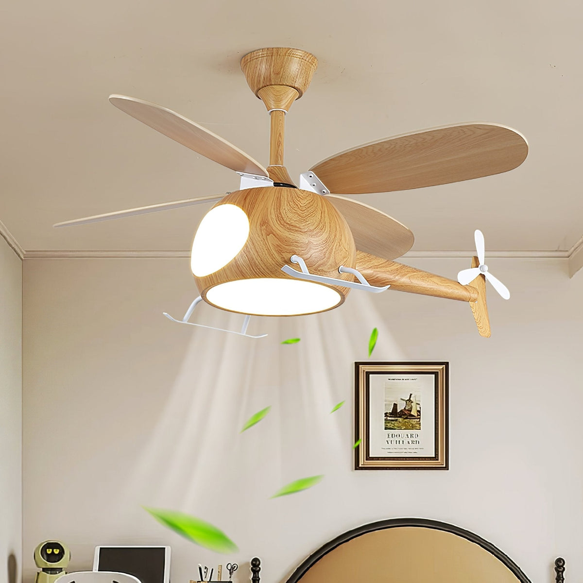 Aviara Moderner Holzbreeze-Kinder-Deckenventilator mit Beleuchtung