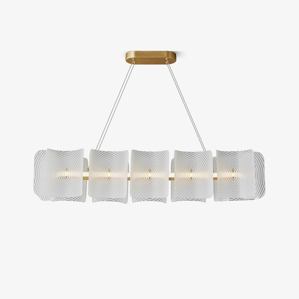 Virinia zeitgenössische luxuriöse rechteckige Messing-Glas-Pendelleuchte