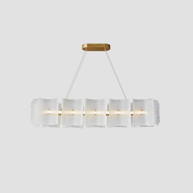 Virinia zeitgenössische luxuriöse rechteckige Messing-Glas-Pendelleuchte