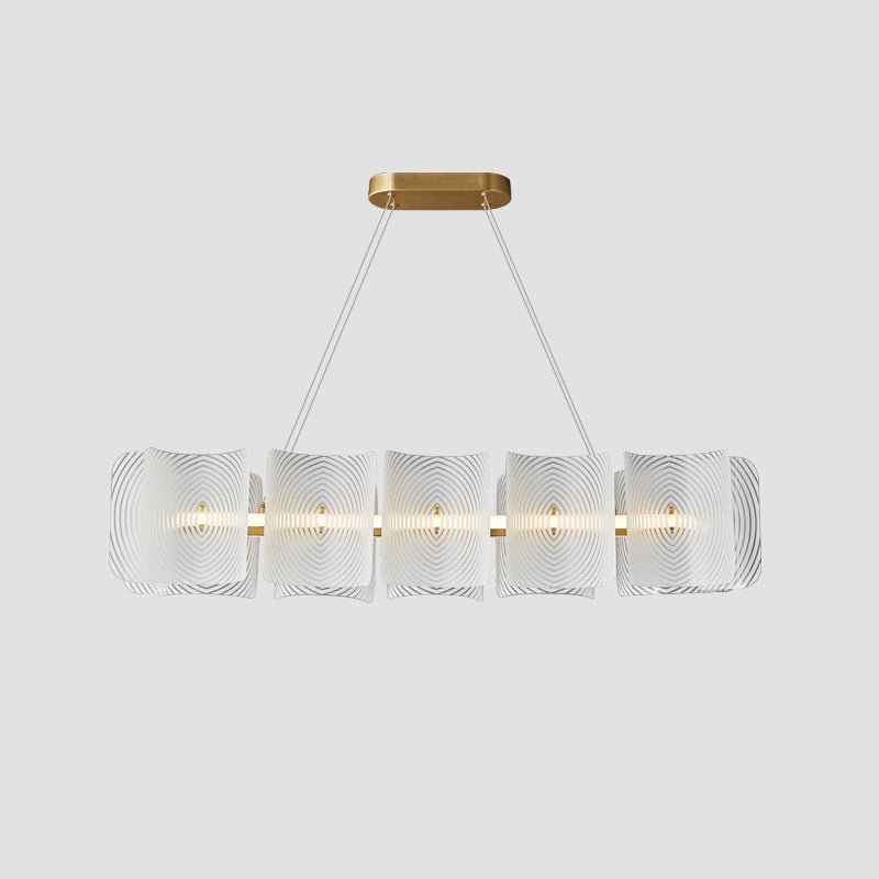 Virinia zeitgenössische luxuriöse rechteckige Messing-Glas-Pendelleuchte