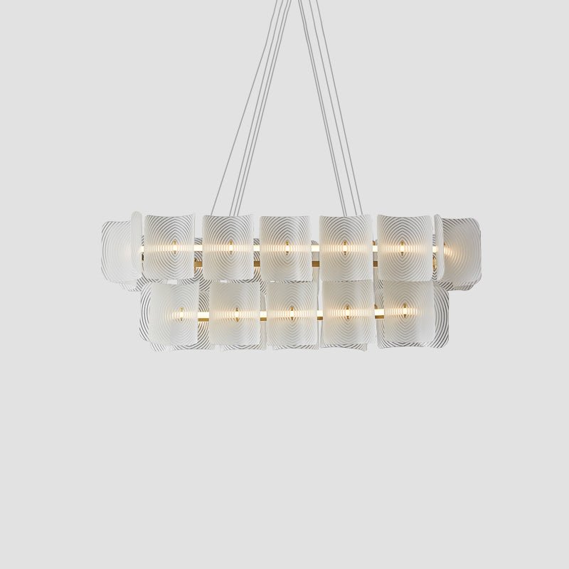 Virinia zeitgenössische luxuriöse rechteckige Messing-Glas-Pendelleuchte