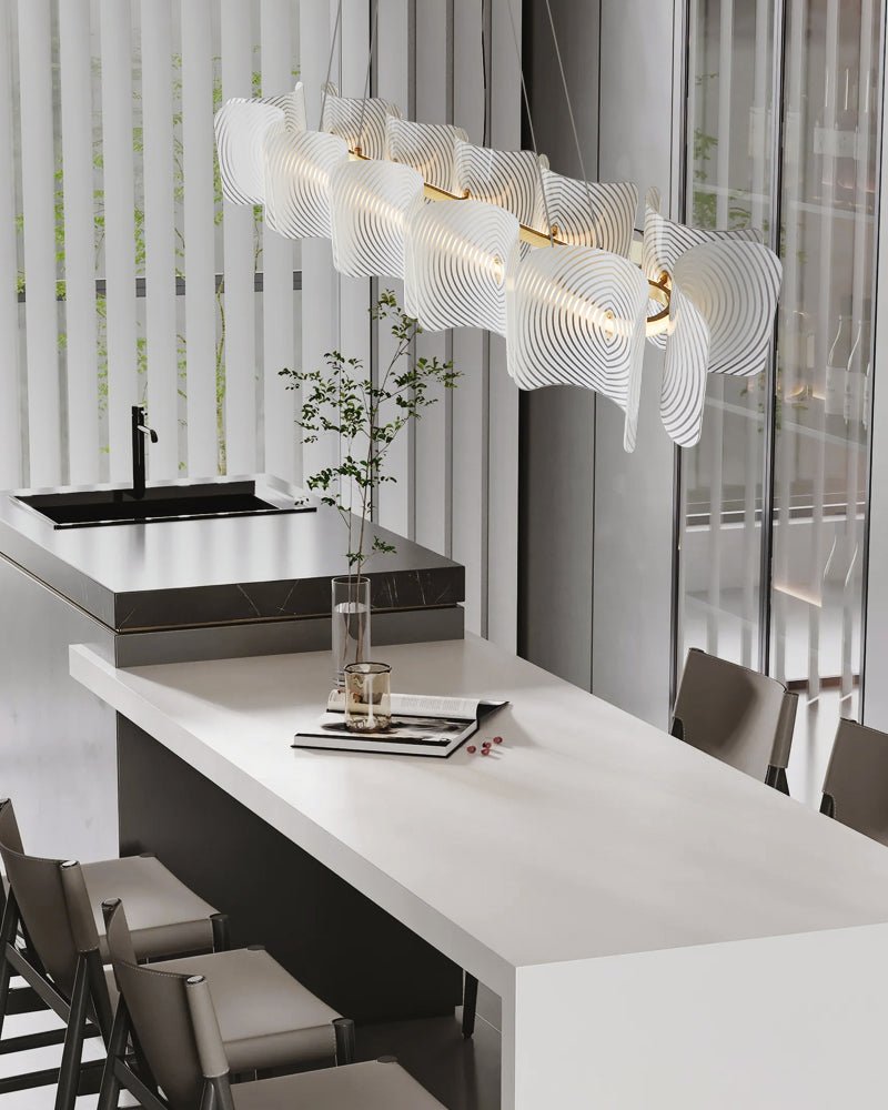 Virinia zeitgenössische luxuriöse rechteckige Messing-Glas-Pendelleuchte