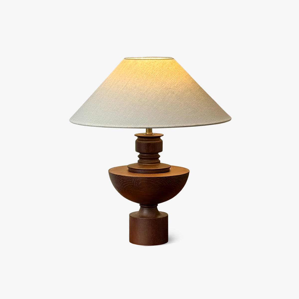 Dunell Tischleuchte aus Holz und Stoff im Vintage-Stil