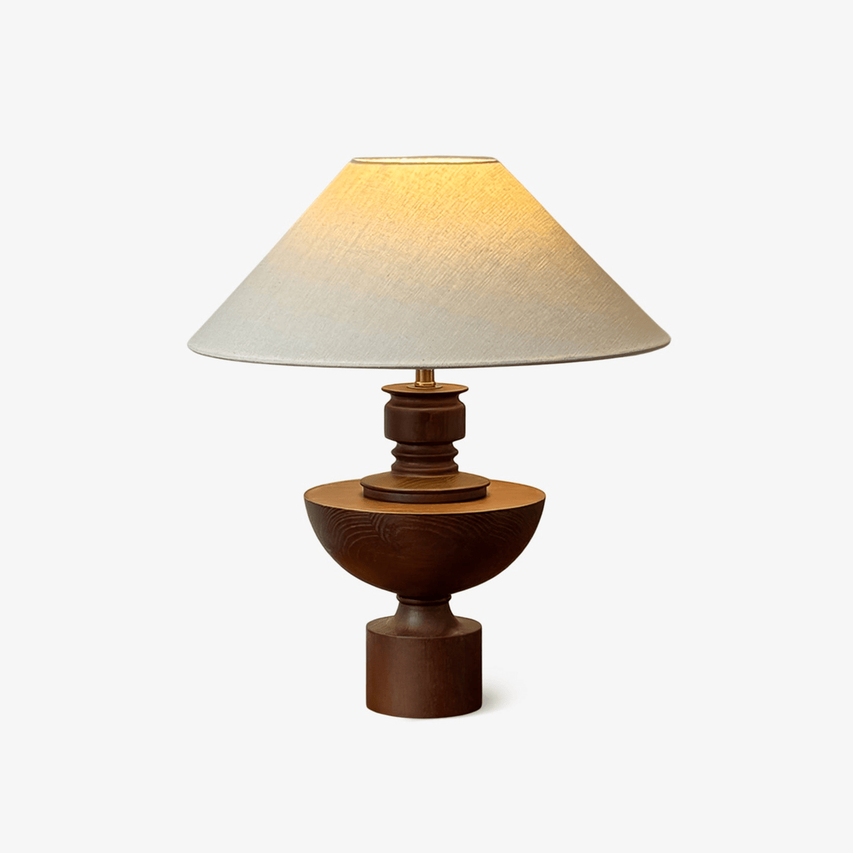 Dunell Tischleuchte aus Holz und Stoff im Vintage-Stil