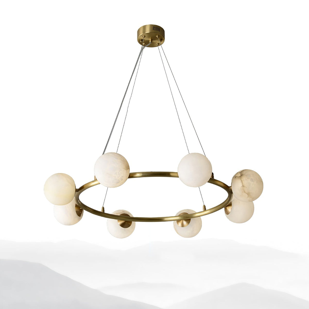 Helix Kronleuchter aus Alabaster mit Kugeln