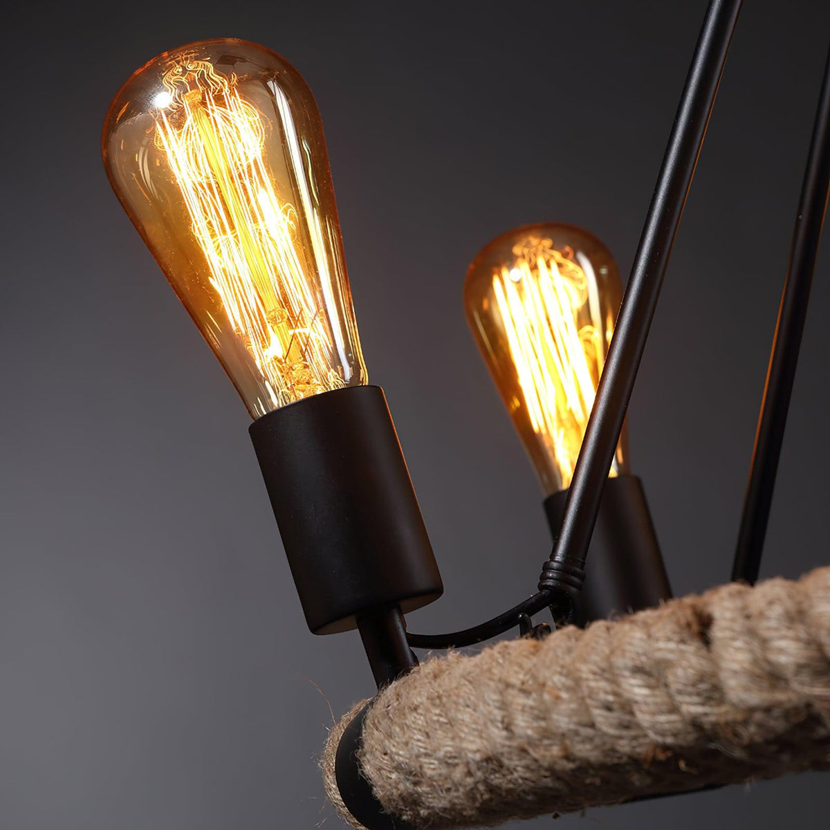 Novien Kronleuchter aus Hanfseil im industriellen Runddesign