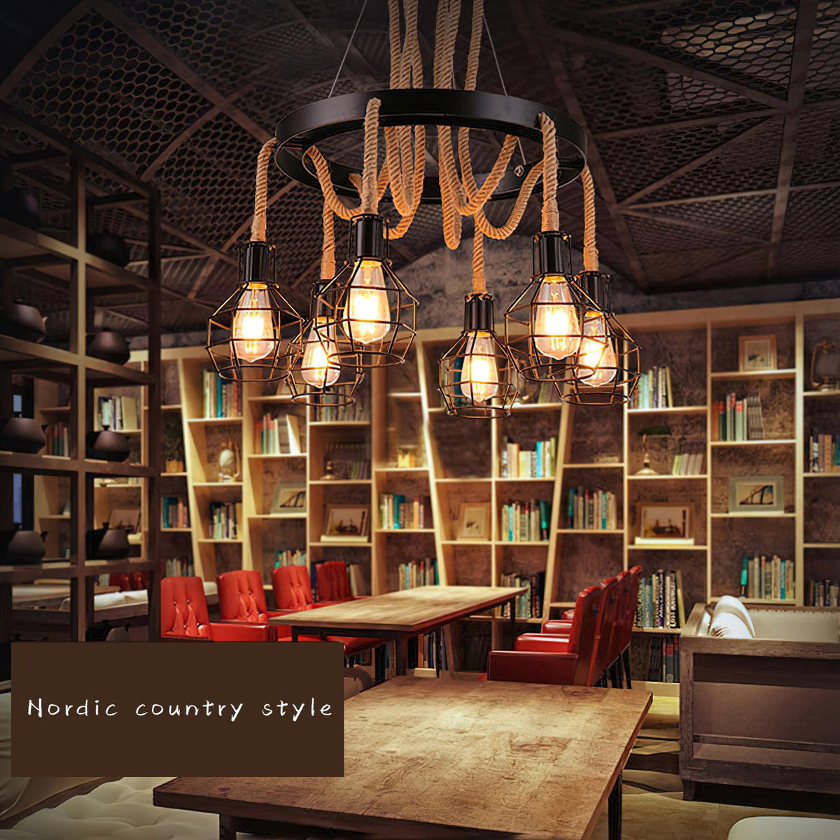 Ravoriel Kronleuchter aus Hanfseil im Industriestil
