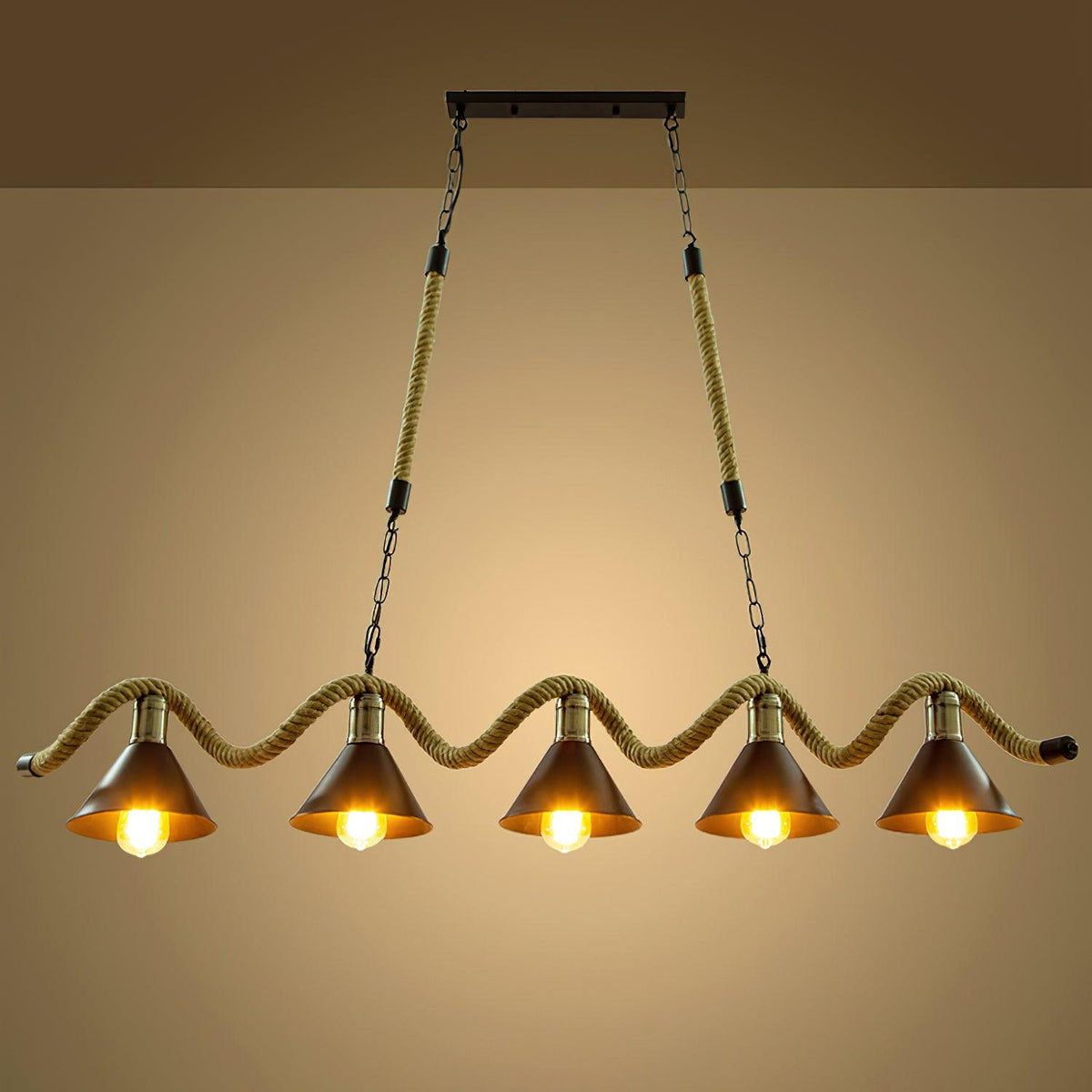 Canisaria Kronleuchter Hanfseil Industrial Wave