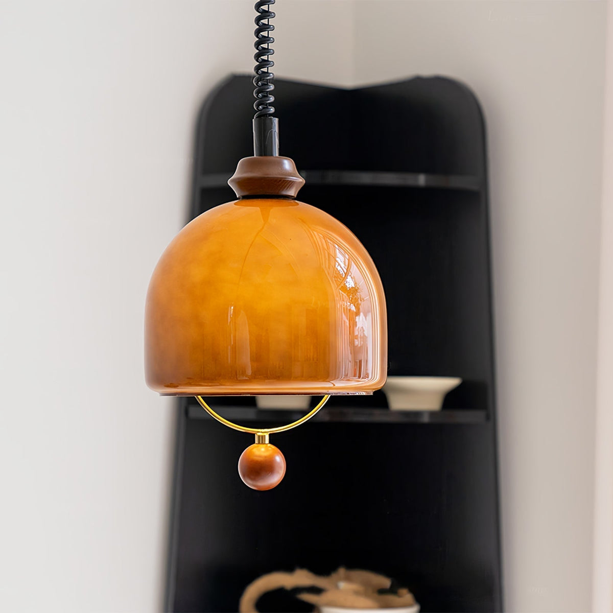 Elveise Minimalistische Pendelleuchte aus Holz in Dunkelwalnuss und Dunkelbraun