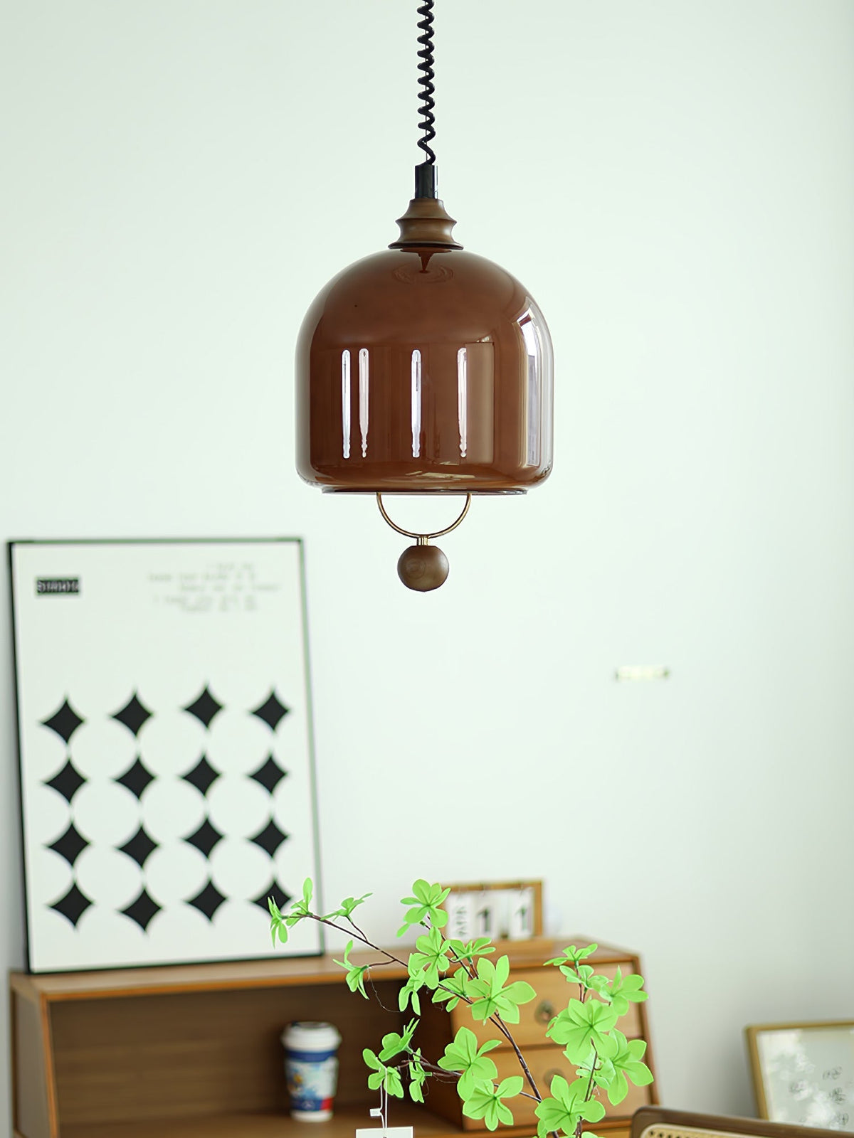 Elveise Minimalistische Pendelleuchte aus Holz in Dunkelwalnuss und Dunkelbraun