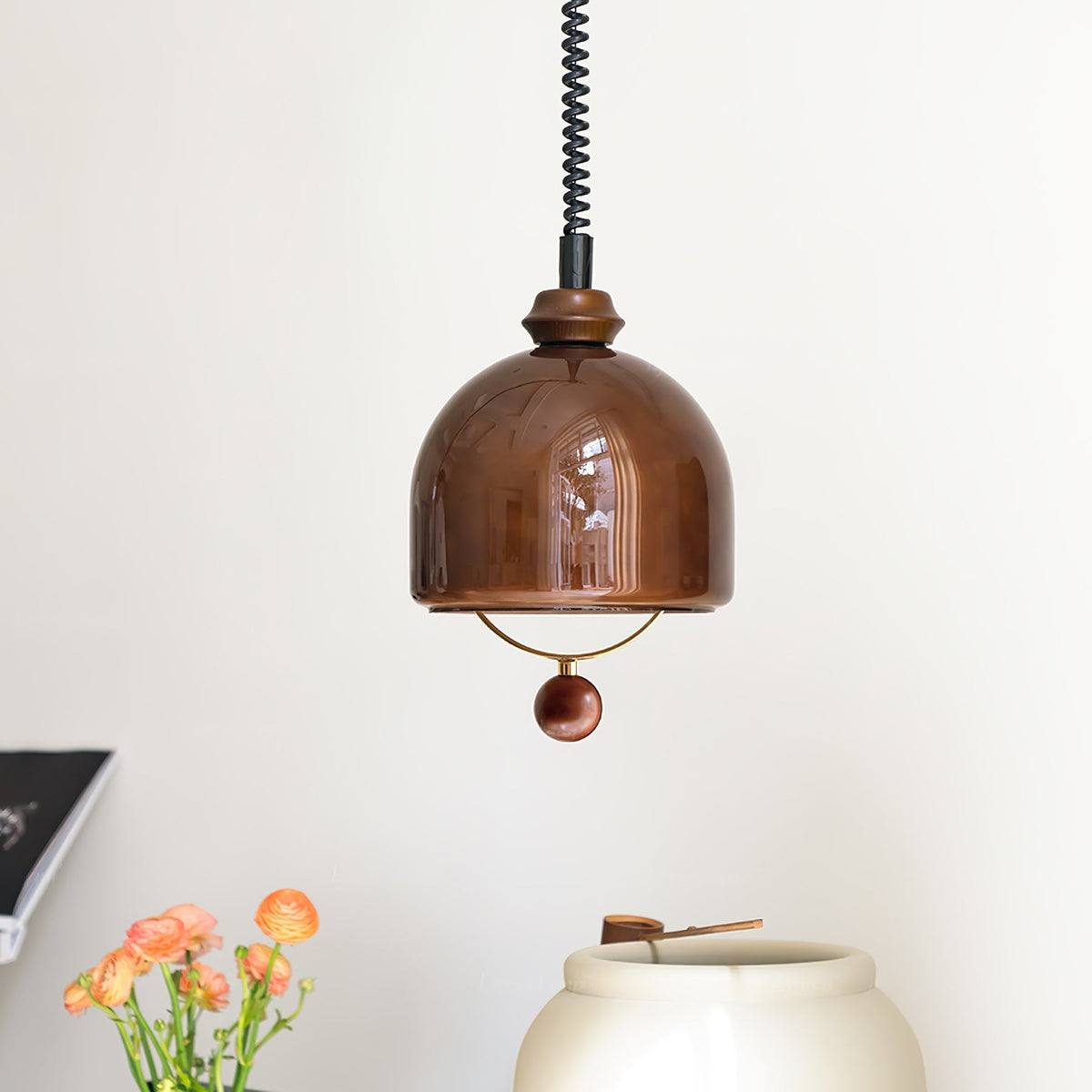 Elveise Minimalistische Pendelleuchte aus Holz in Dunkelwalnuss und Dunkelbraun