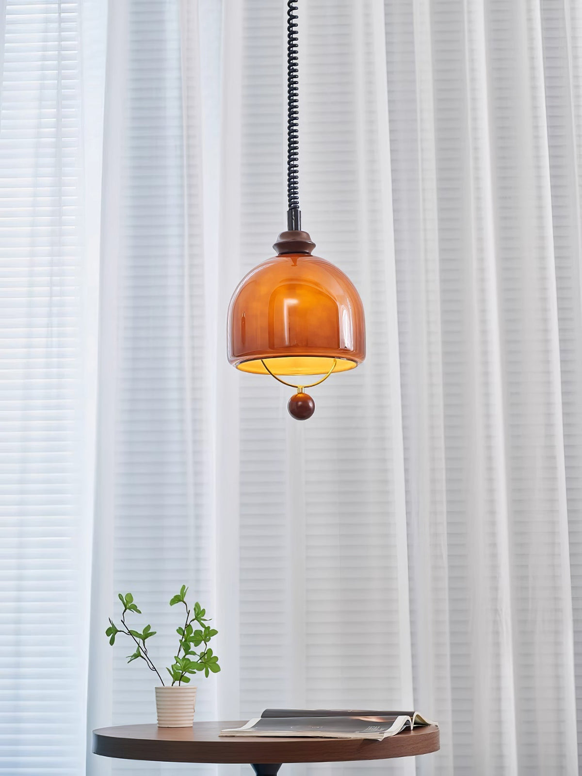 Elveise Minimalistische Pendelleuchte aus Holz in Dunkelwalnuss und Dunkelbraun