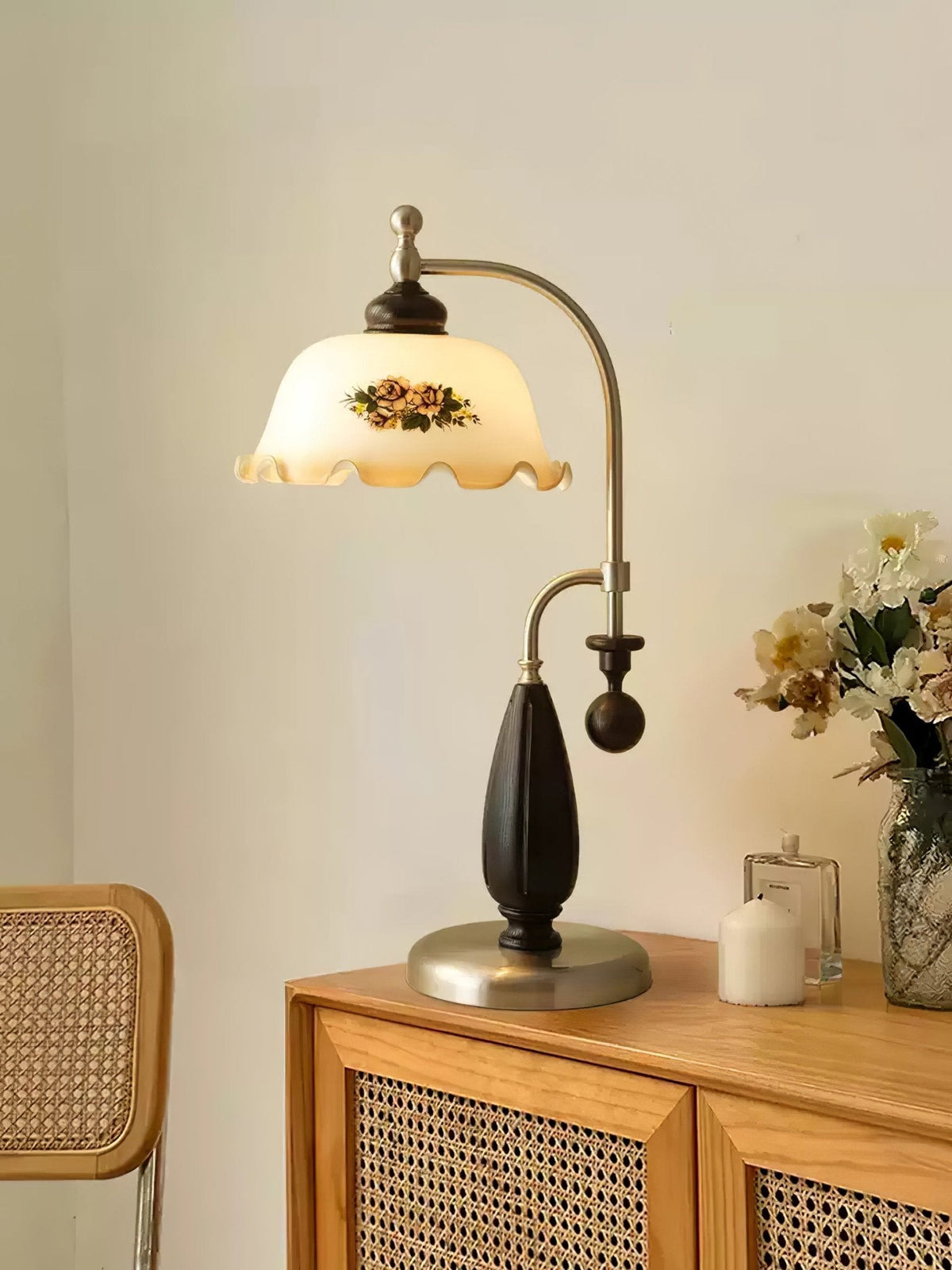 Sylorette Tischlampe aus Holz im Vintage-Stil