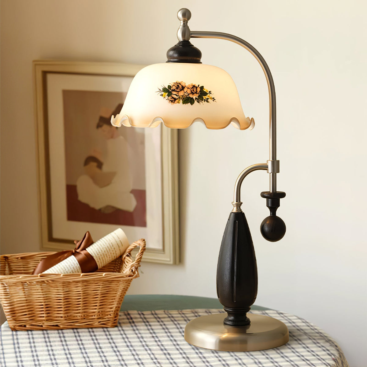 Sylorette Tischlampe aus Holz im Vintage-Stil