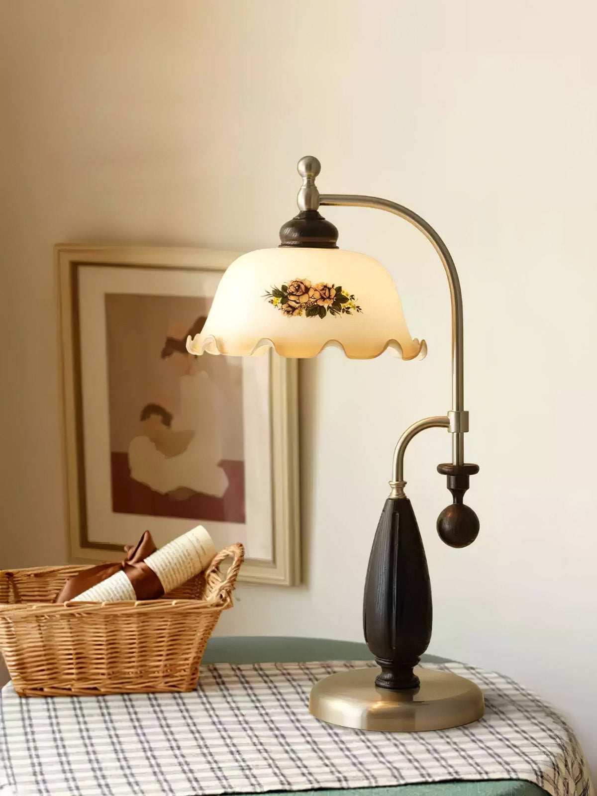 Sylorette Tischlampe aus Holz im Vintage-Stil