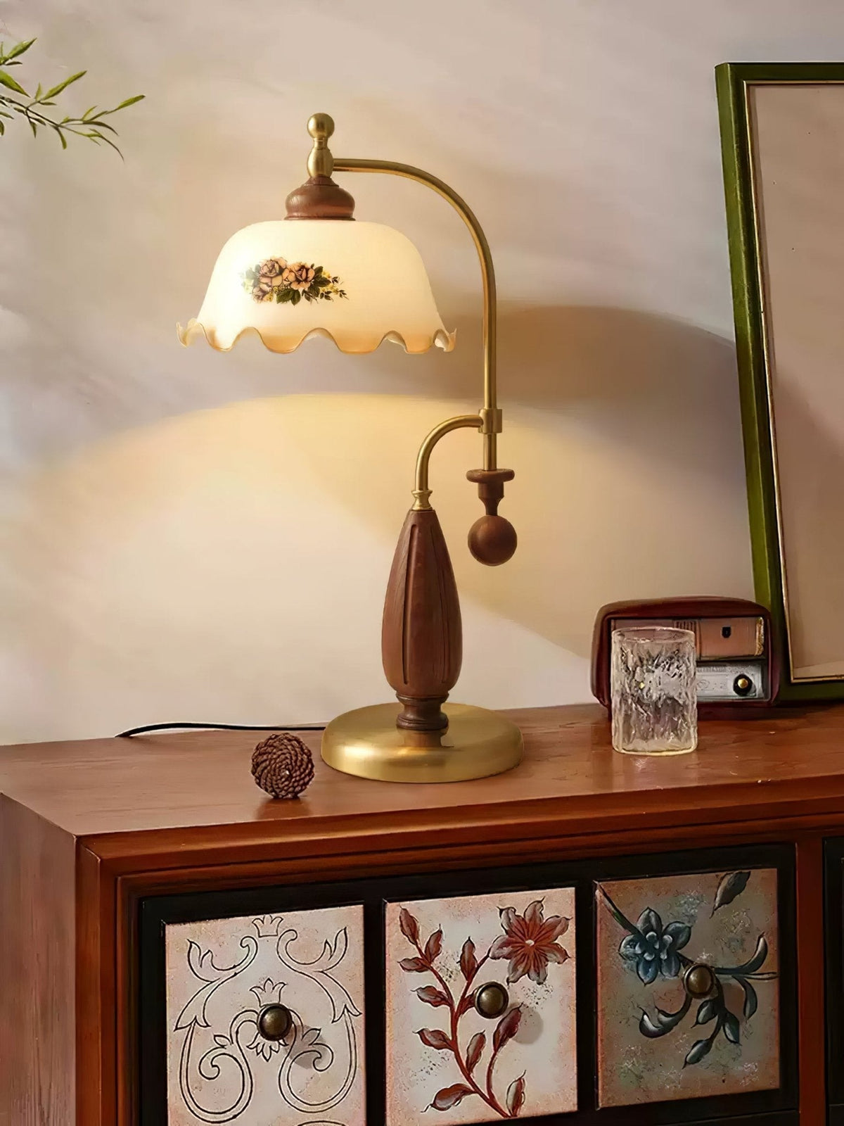 Sylorette Tischlampe aus Holz im Vintage-Stil