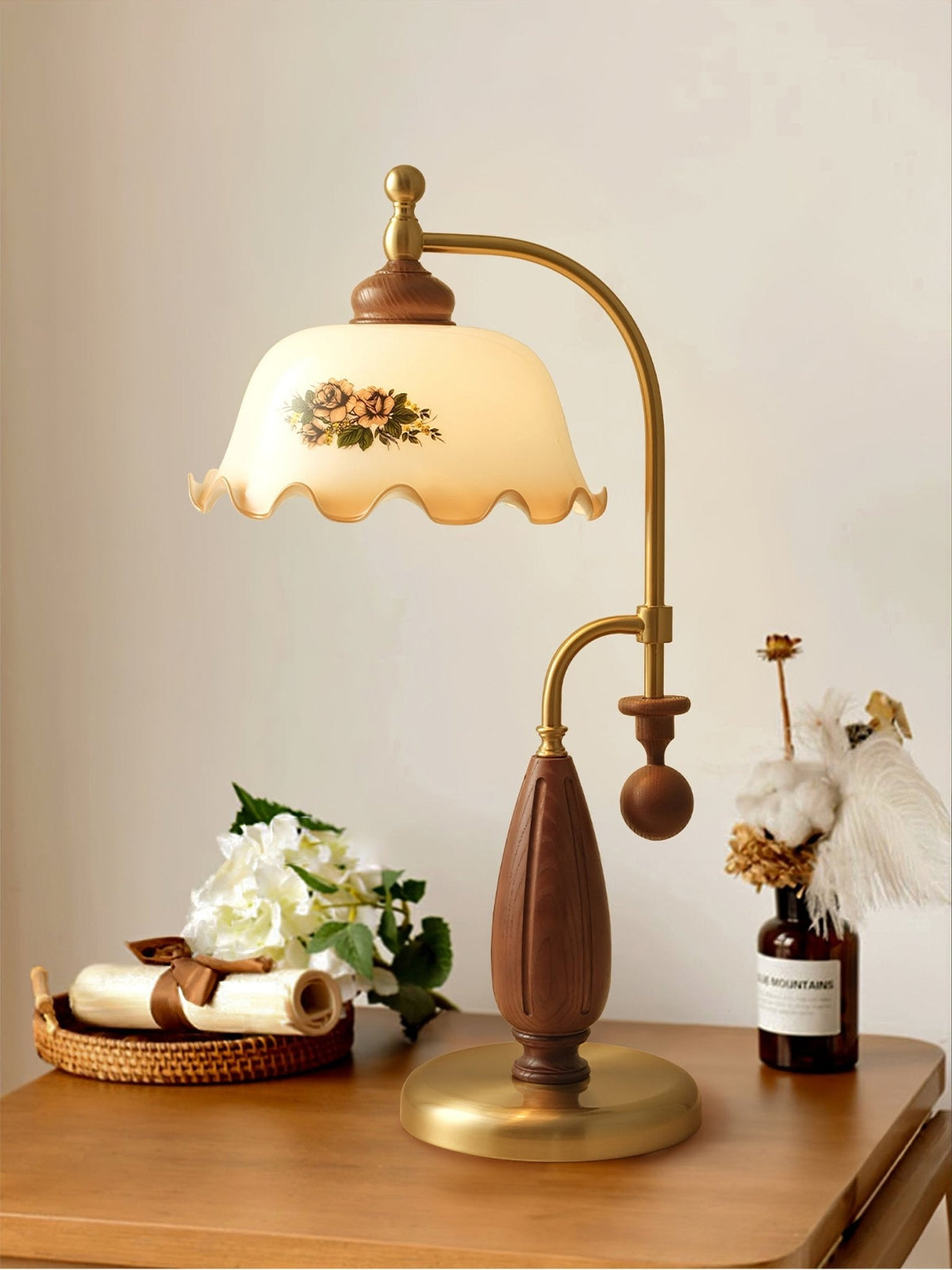 Sylorette Tischlampe aus Holz im Vintage-Stil