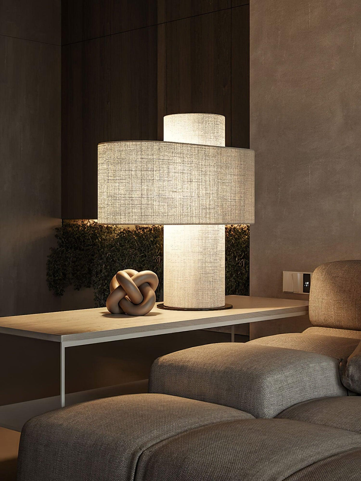 Eurvenil Minimalistische Tischleuchte aus Stoff in Beige