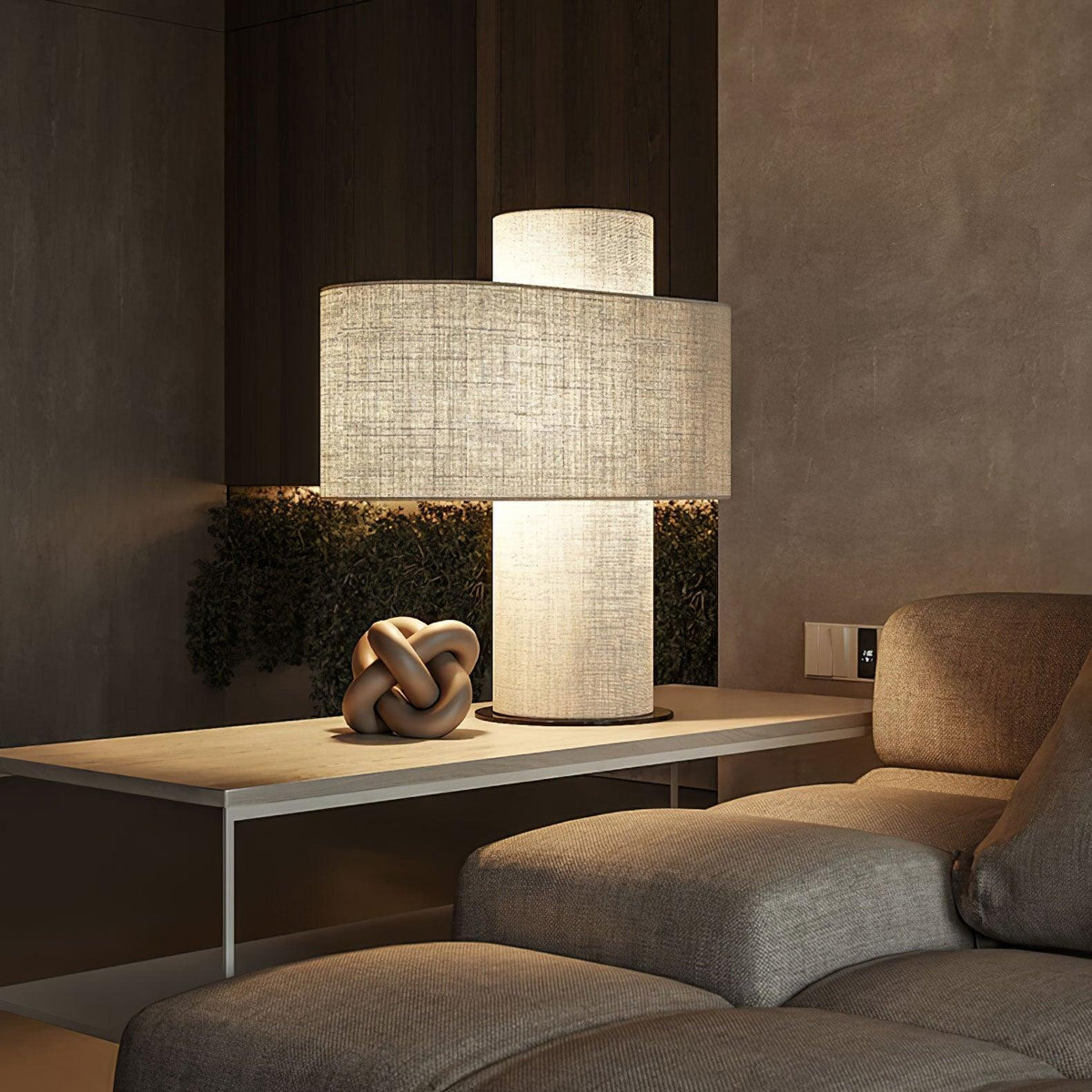 Eurvenil Minimalistische Tischleuchte aus Stoff in Beige