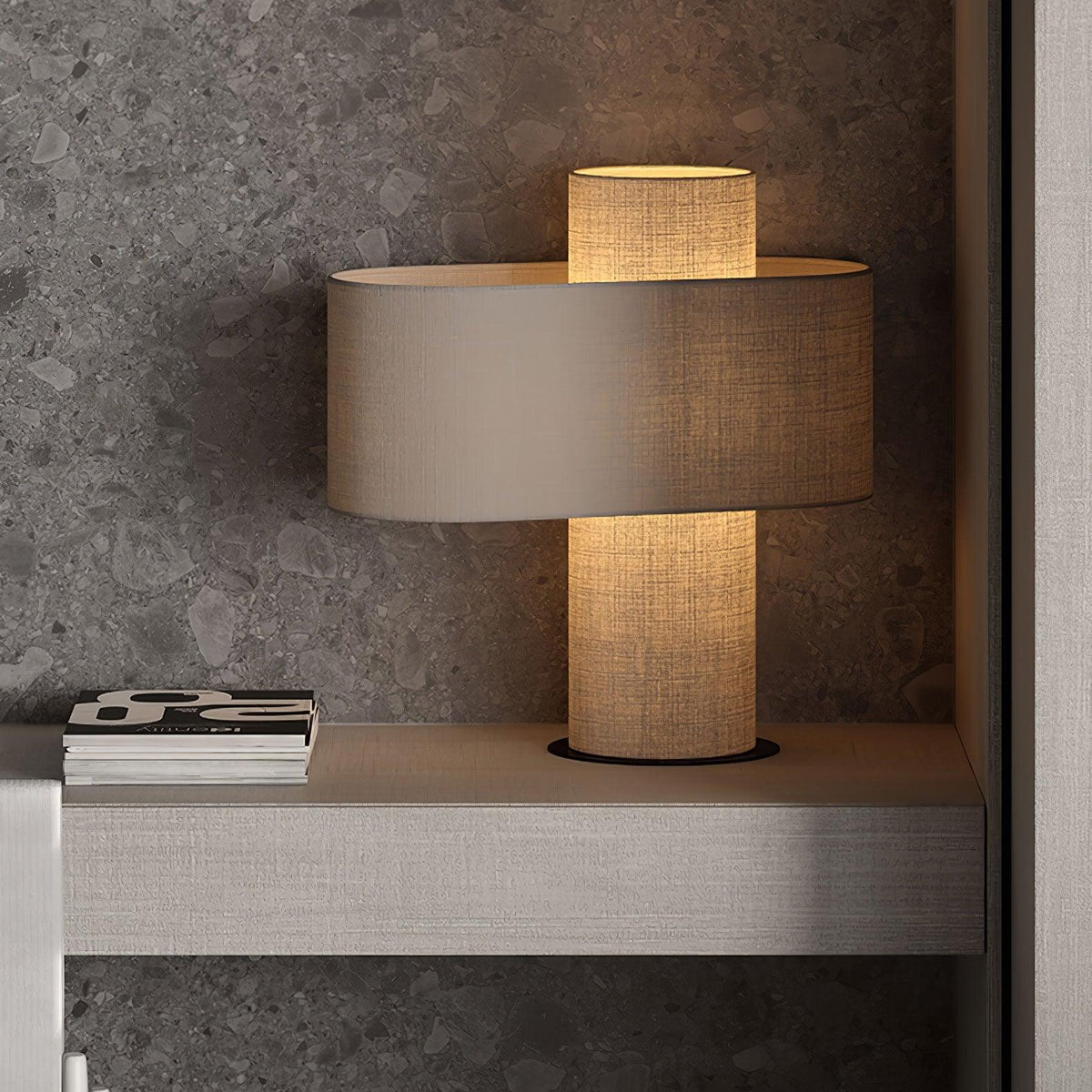 Eurvenil Minimalistische Tischleuchte aus Stoff in Beige