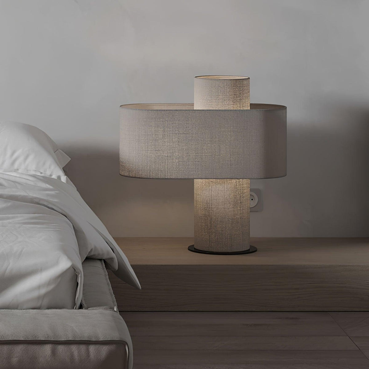 Eurvenil Minimalistische Tischleuchte aus Stoff in Beige